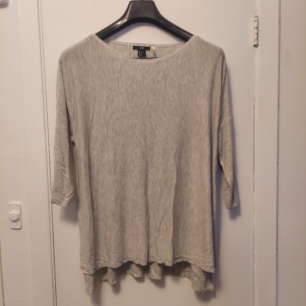 H&M high/low long sleeve shirt top blouse tunic Gray size M